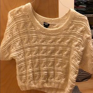 H&M cream/white small cable knit crop sweater